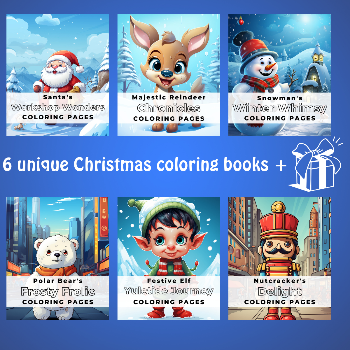 Christmas Coloring Mega Pack – 6 Books for Kids+Gift