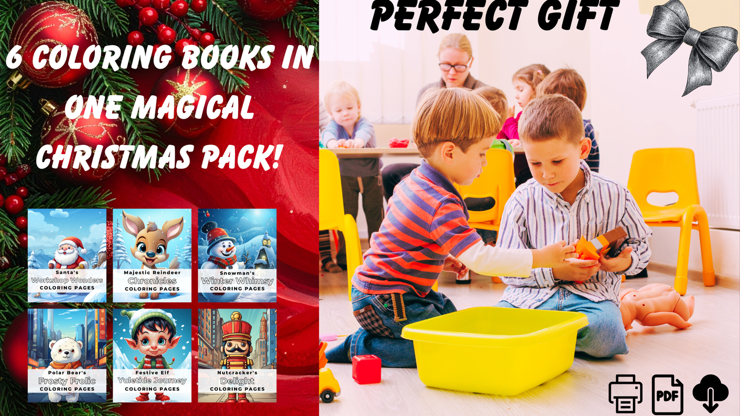 Christmas Coloring Mega Pack – 6 Books for Kids+Gift